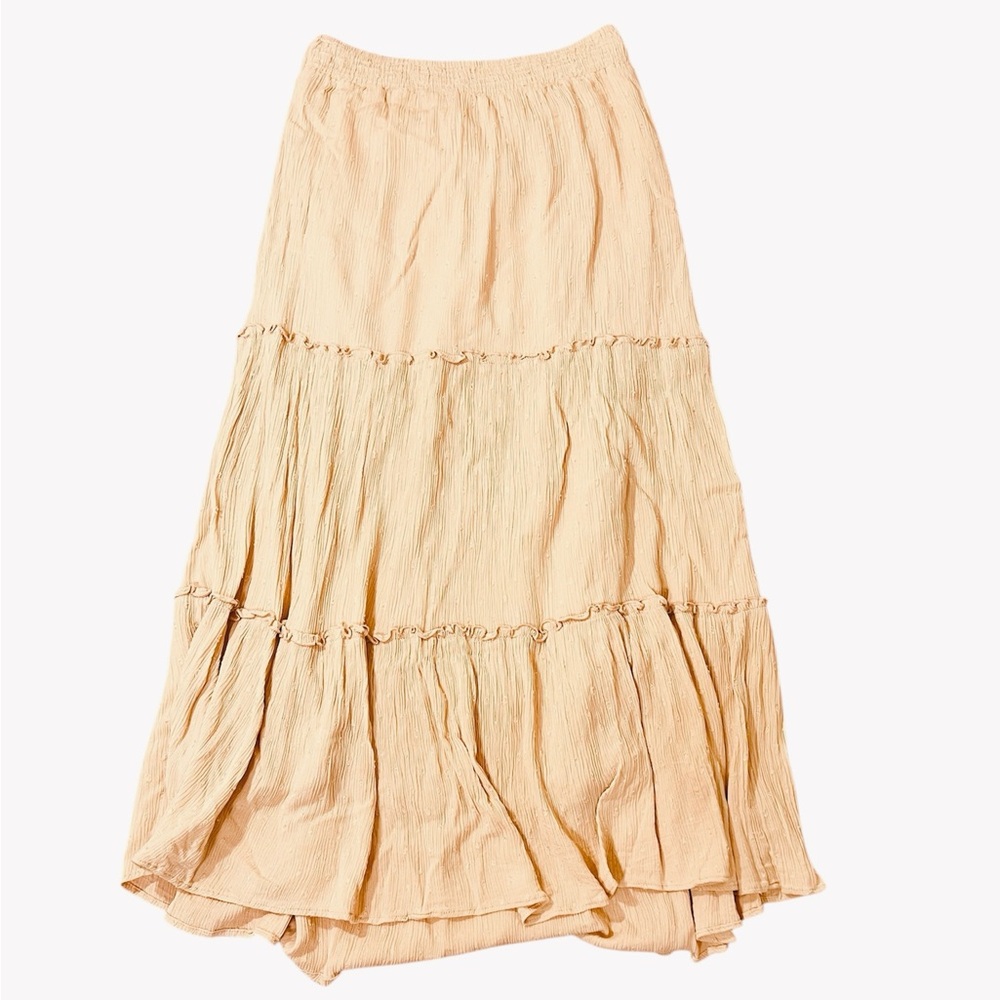 Sim & Sam tiered maxi skirt in beige/peach color size S